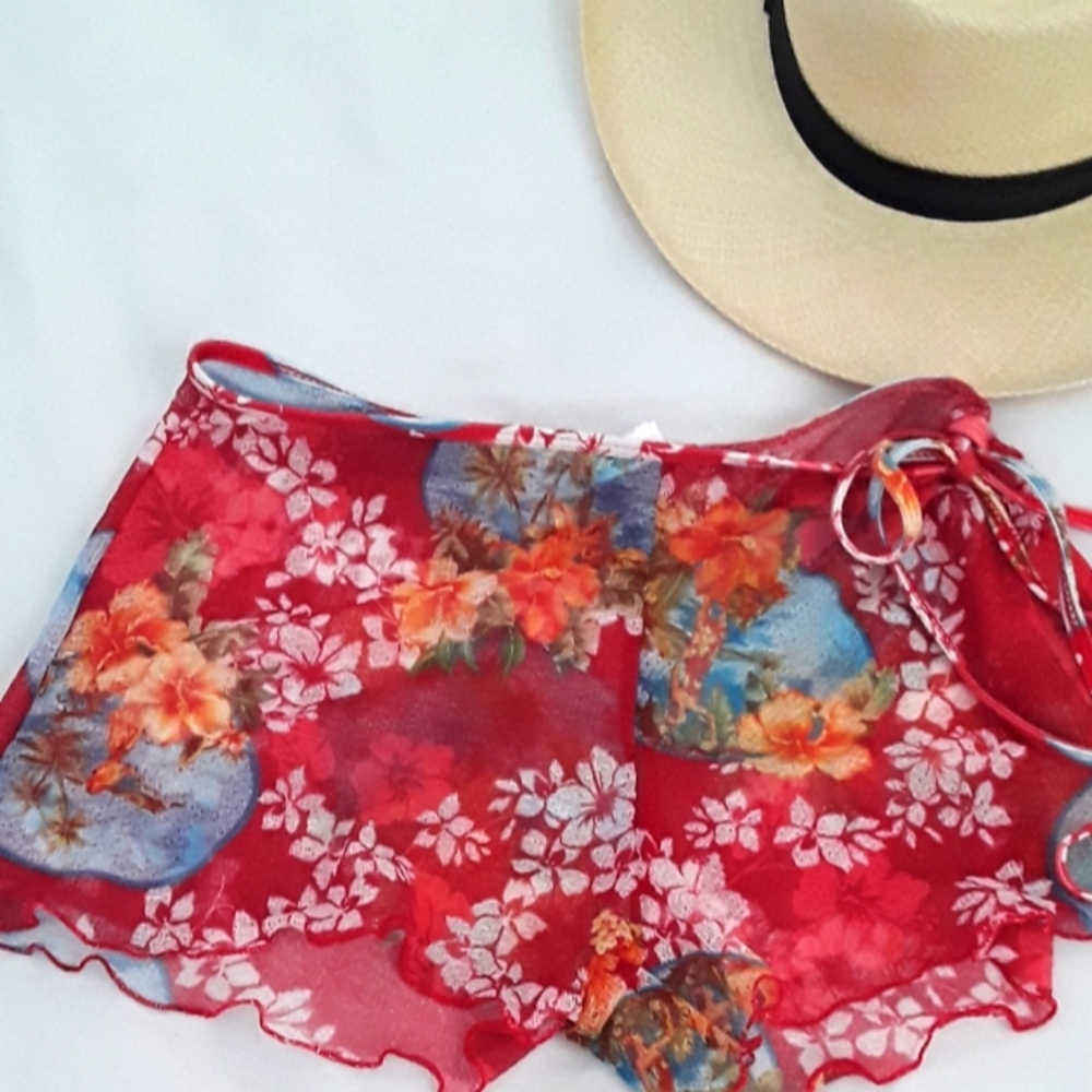 BODY GLOVE SHEER RED COVERUP SHORT